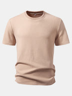 Ribbed Crew Collar T-Shirt & Drawstring Shorts Set