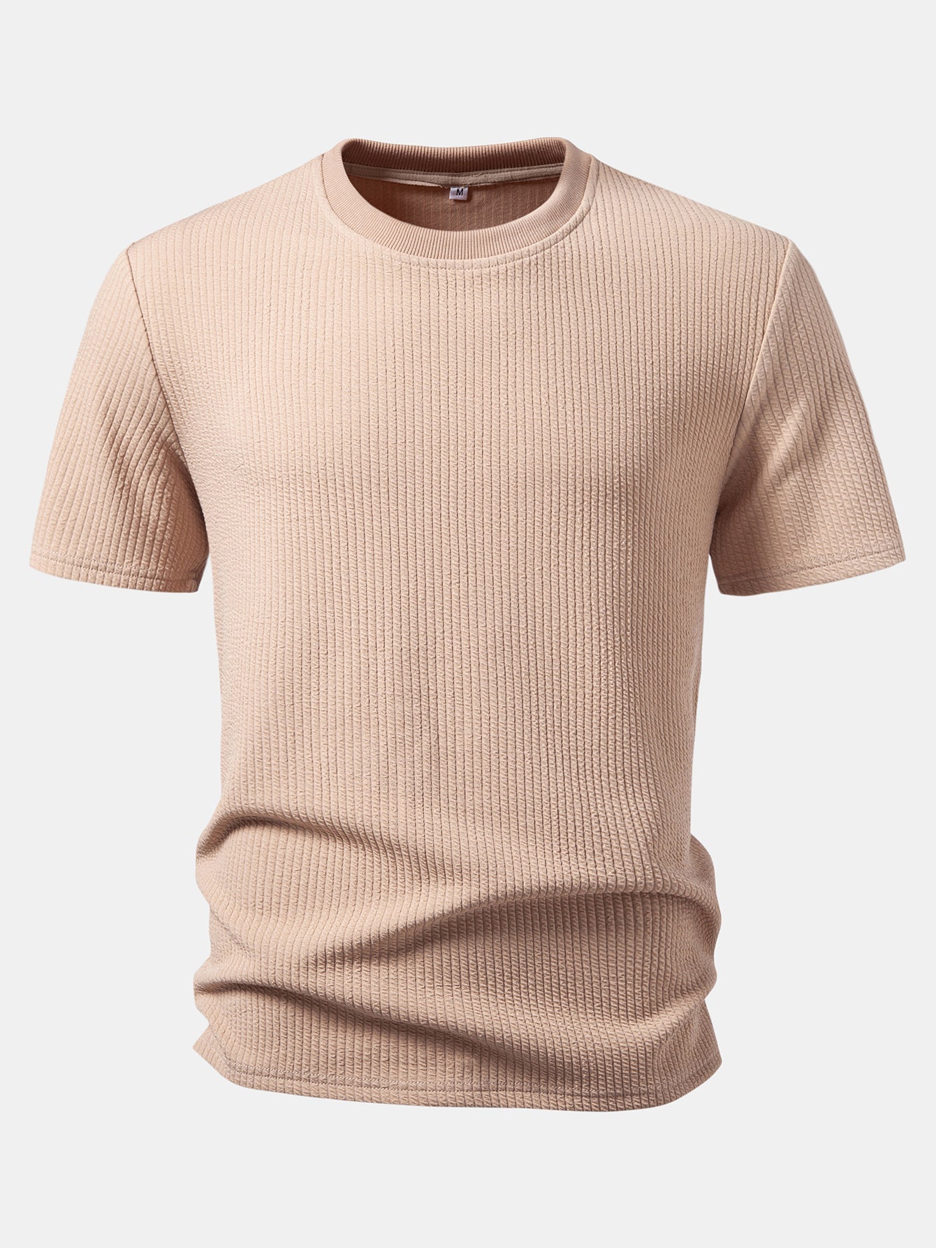 Ribbed Crew Collar T-Shirt & Drawstring Shorts Set
