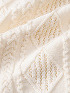 Geometric Jacquard Open Knit Polo & Straight Leg Linen Pants