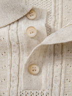 Linen Textured Knit Polo & Slim Fit Tapered Trousers