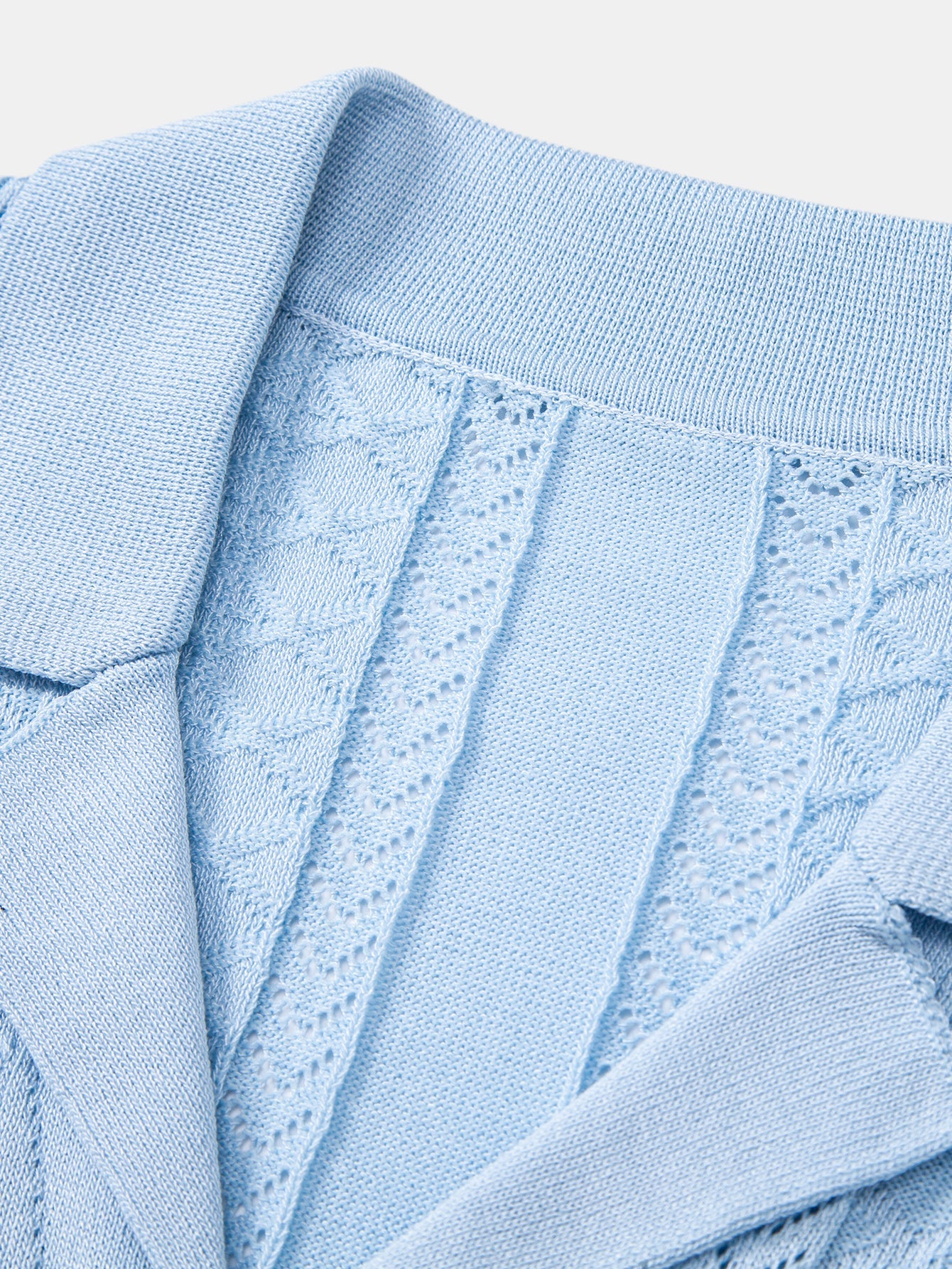 Textured Jacquard Open Knit Shirt & Straight Leg Linen Pants