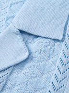 Textured Jacquard Open Knit Shirt & Crinkle Textured Straight Leg Pants