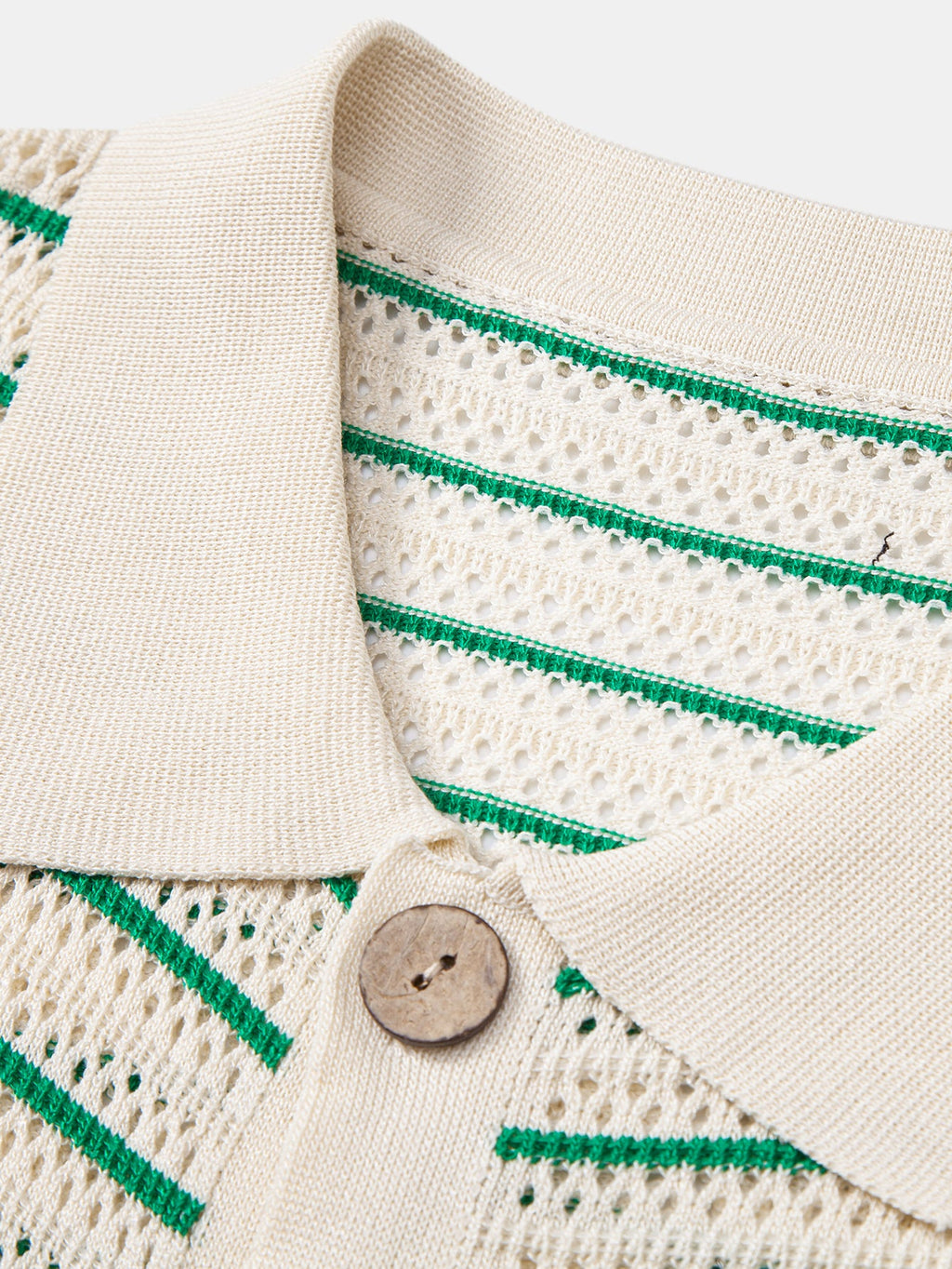 Stripe Open Knit Shirt & Crinkle Textured Drawstring 5" Shorts
