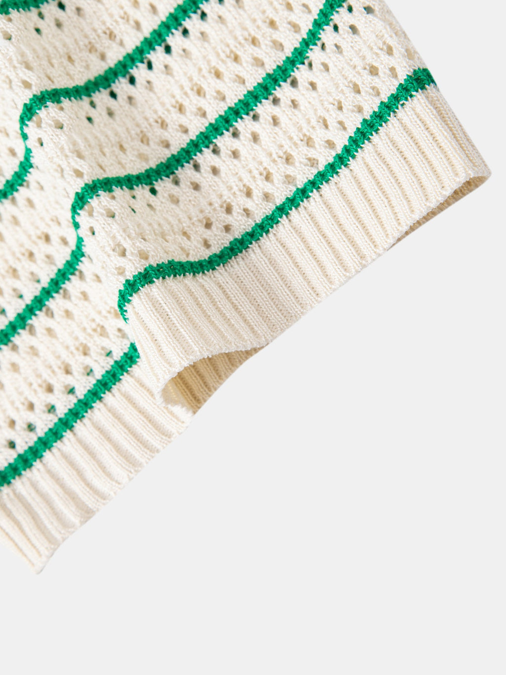 Stripe Open Knit Shirt & Crinkle Textured Drawstring 5" Shorts