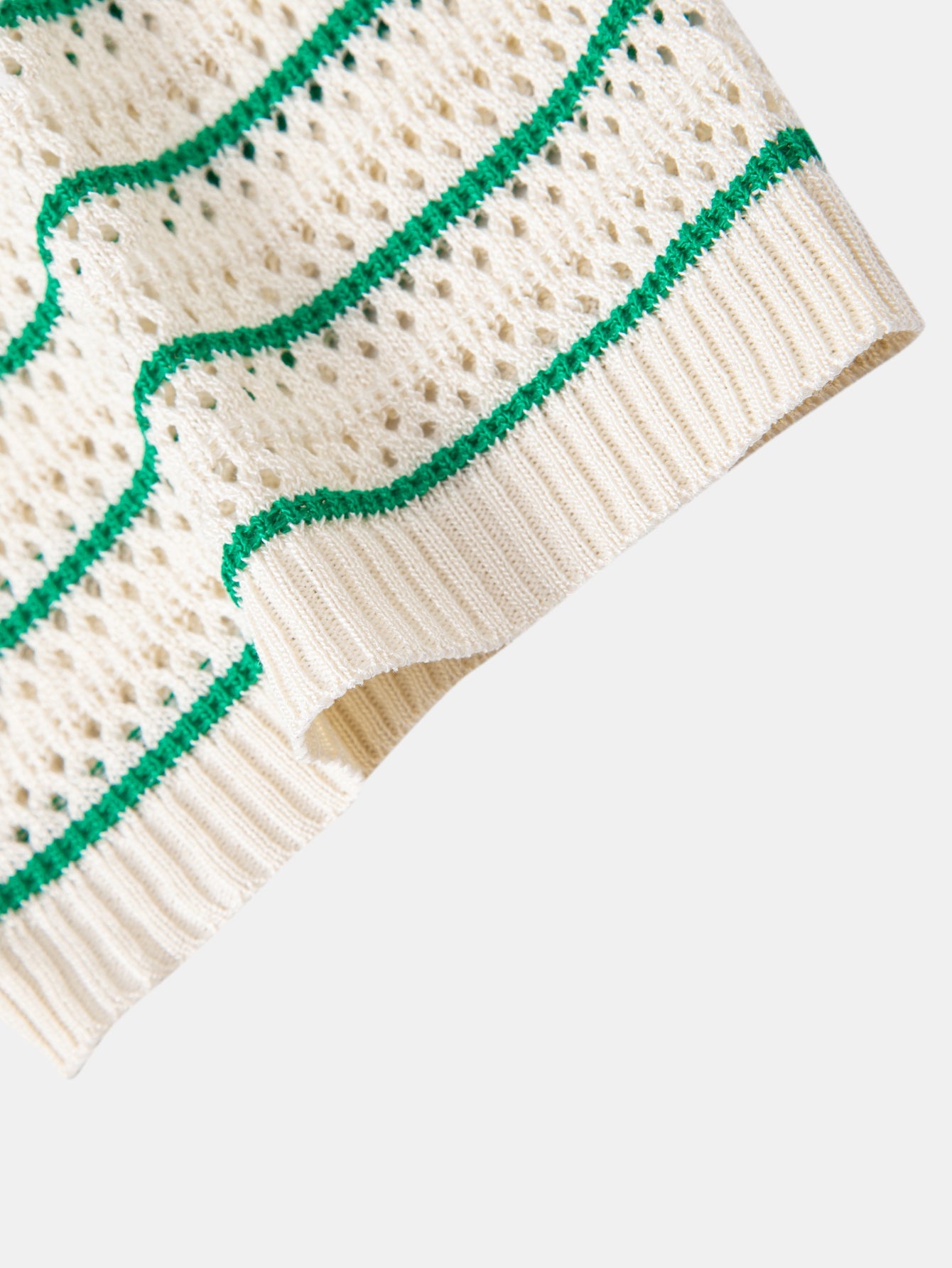 Stripe Open Knit Shirt & Crinkle Textured Drawstring 5" Shorts