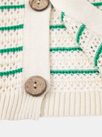 Stripe Open Knit Shirt & Crinkle Textured Drawstring 5" Shorts
