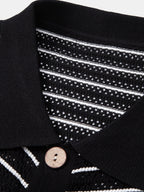 Stripe Open Knit Shirt & Crinkle Textured Drawstring 5" Shorts