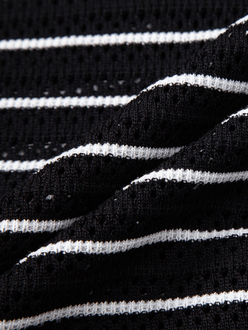 Stripe Open Knit Shirt & Crinkle Textured Drawstring 5" Shorts