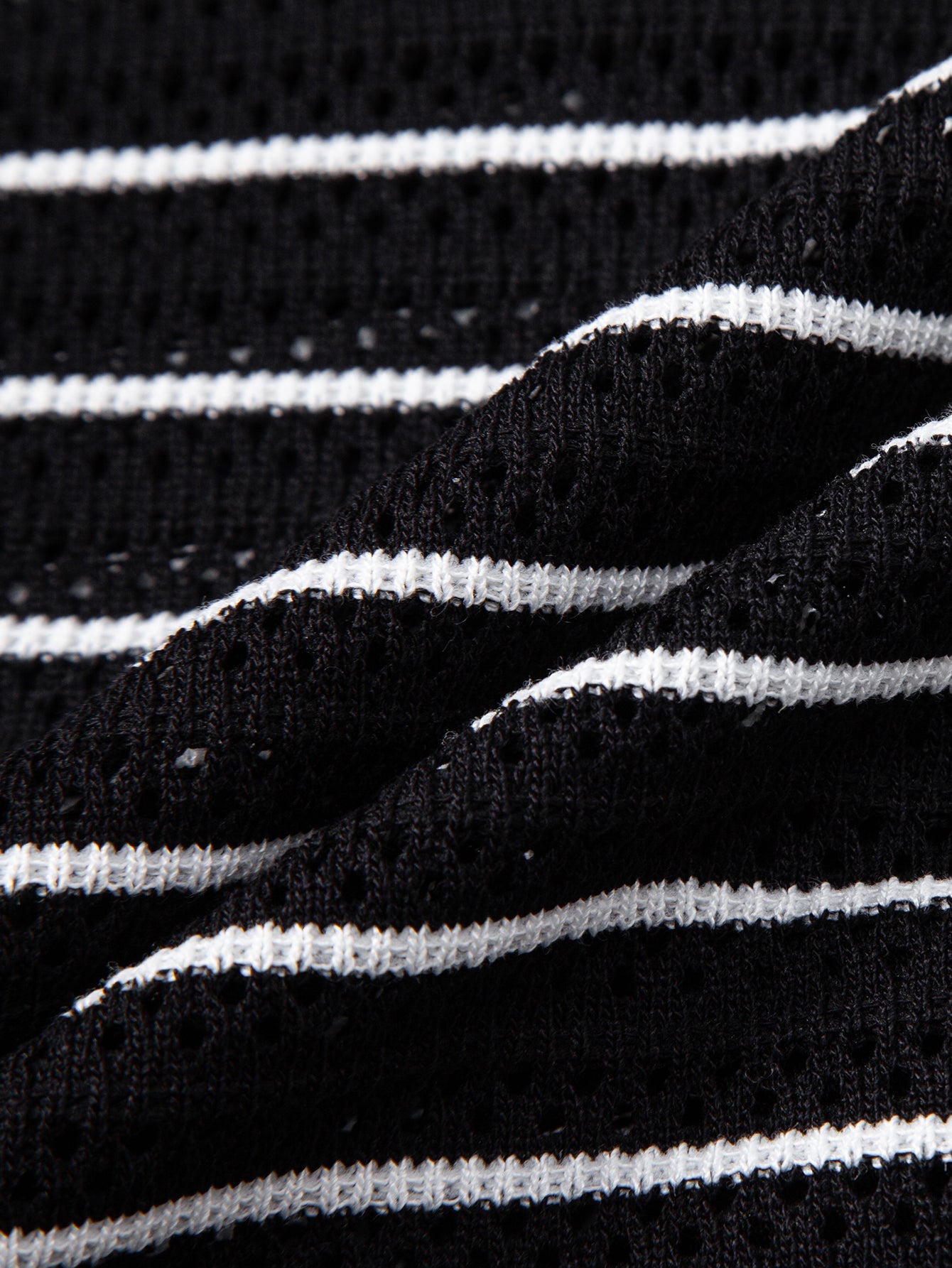 Stripe Open Knit Shirt & Crinkle Textured Drawstring 5" Shorts