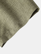 Linen Look Button Up Shirt & Crinkle Textured Straight Leg Pants