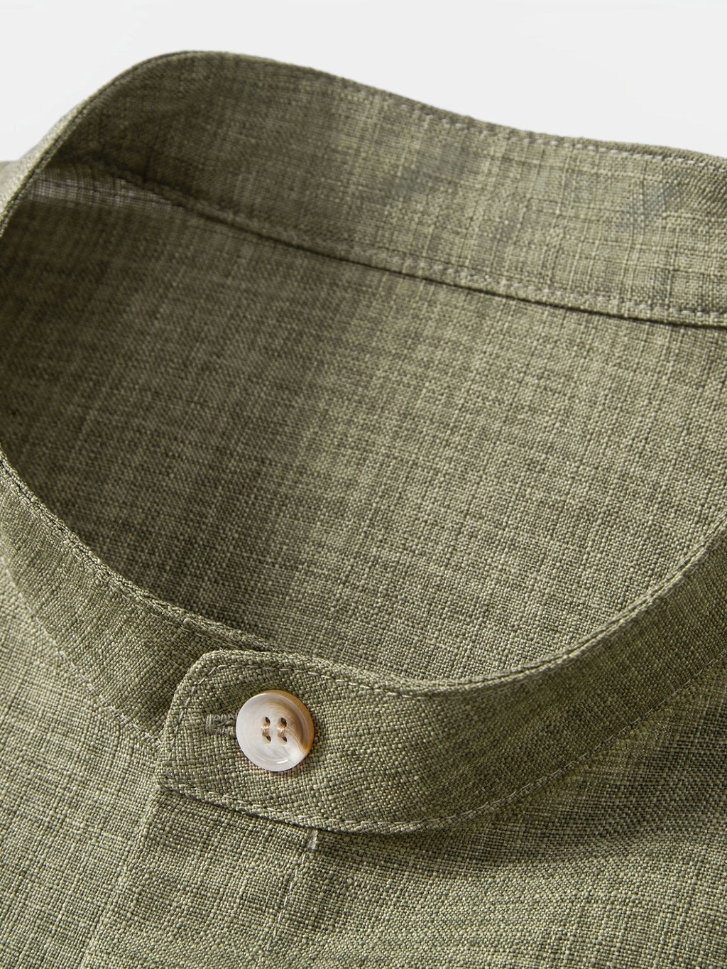 Linen Look Stand Collar Shirt