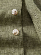 Linen Look Stand Collar Shirt & Drawstring 7" Shorts