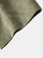 Linen Look Stand Collar Shirt