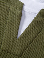 Regular Fit 2 In 1 Notched Collar Waffle T-Shirt