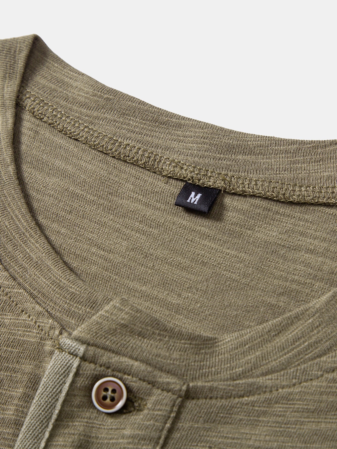 Textured Cotton Henry Collar T-Shirt