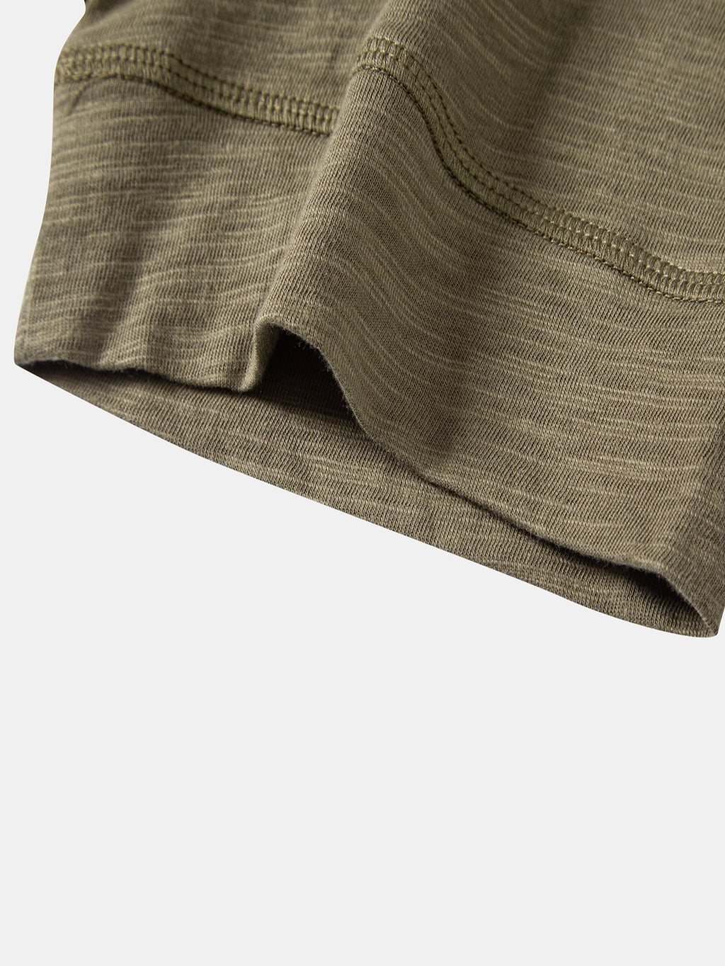 Textured Cotton Henry Collar T-Shirt