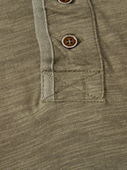 Textured Cotton Henry Collar T-Shirt