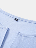 Lightweight Linen Look Deep Notched Collar T-Shirt