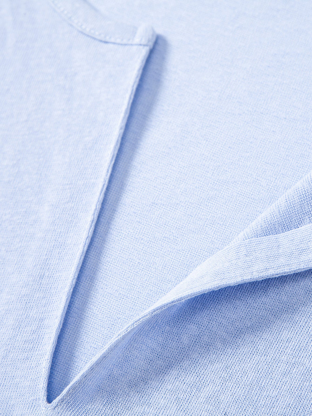 Lightweight Linen Look Deep Notched Collar T-Shirt