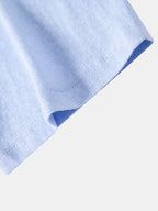 Lightweight Linen Look Deep Notched Collar T-Shirt