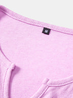 Lightweight Linen Look Notched Collar T-Shirt
