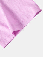 Lightweight Linen Look Notched Collar T-Shirt