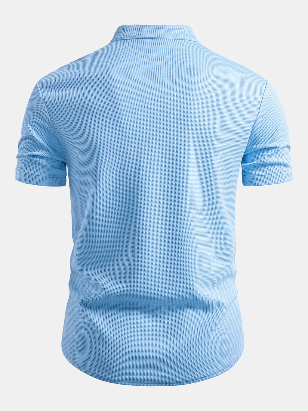 Muscle Fit Waffle Stand Collar Shirt & Drawstring 7" Shorts Set