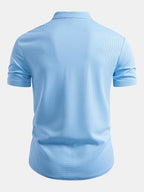 Muscle Fit Waffle Stand Collar Shirt & Drawstring 7" Shorts Set