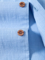 Linen Look V-Neck Stand Collar Shirt