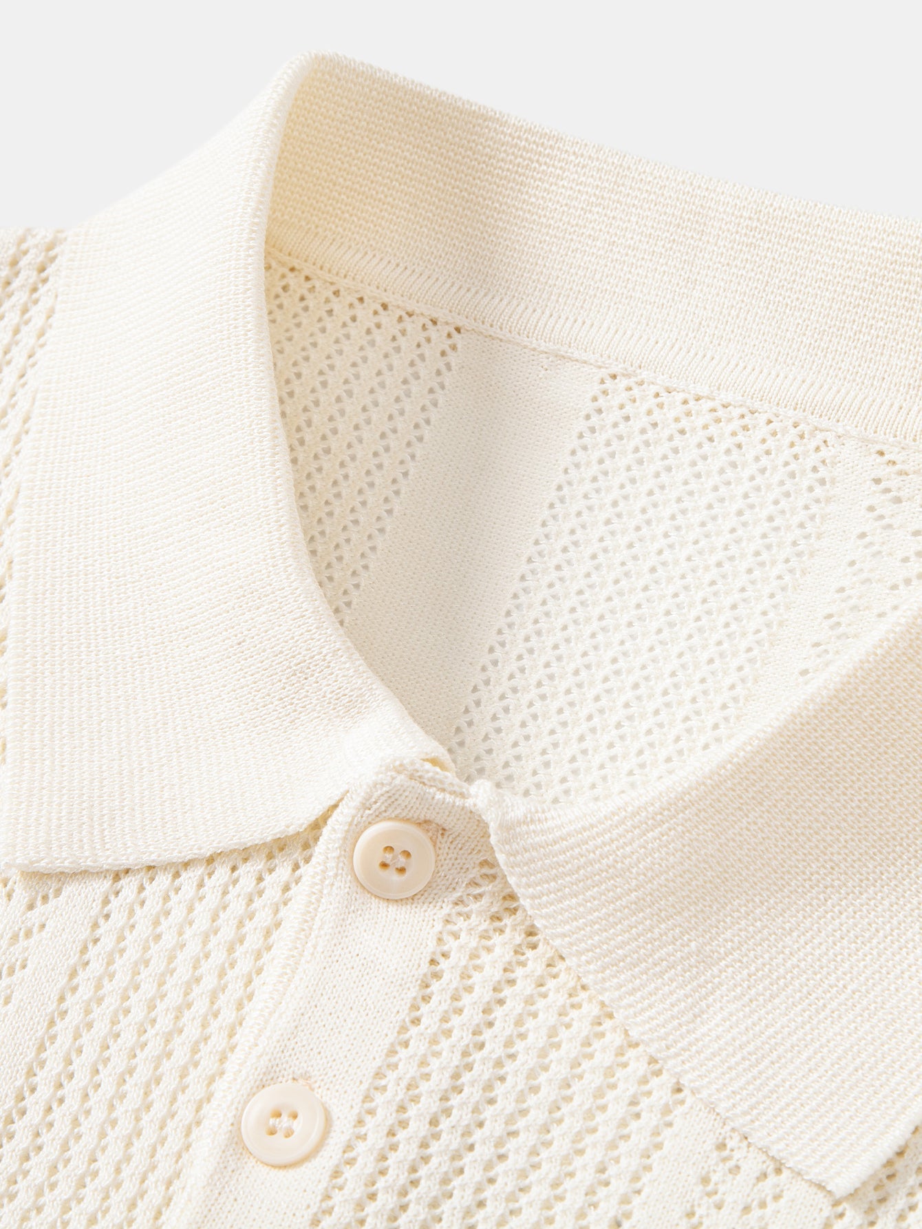 Striped Open Knit Polo