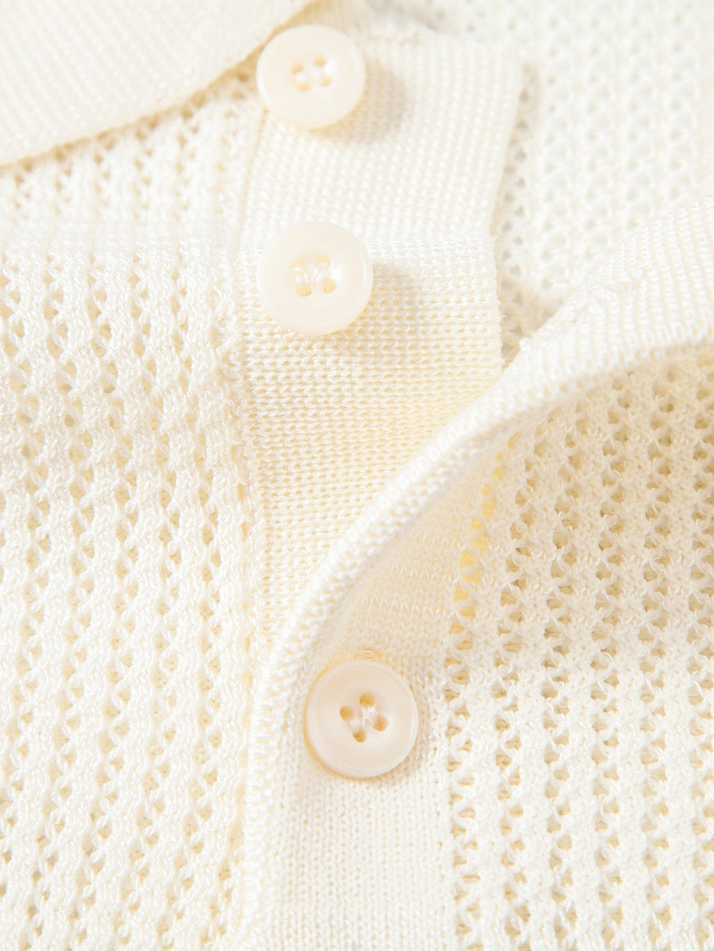 Striped Open Knit Polo