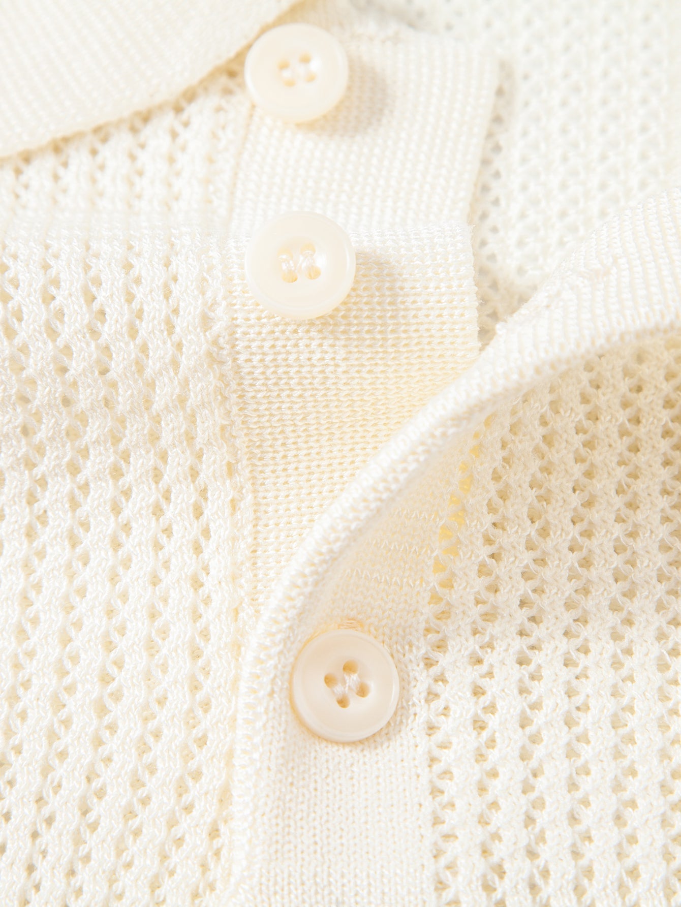 Striped Open Knit Polo
