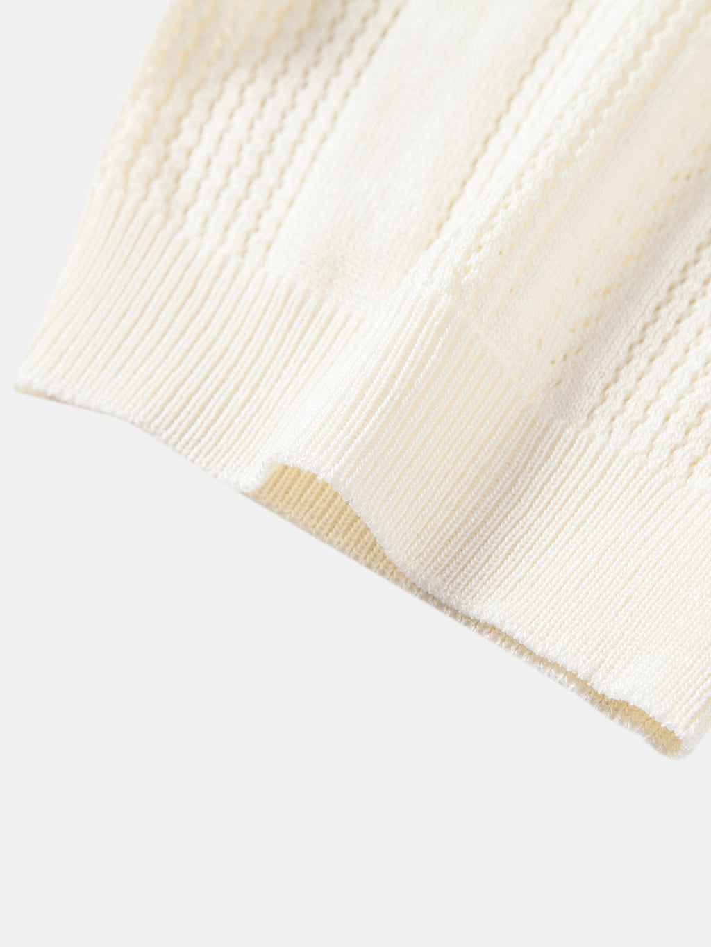 Striped Open Knit Polo