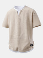 2 In 1 Waffle Notched Collar T-Shirt & 7" Shorts Set
