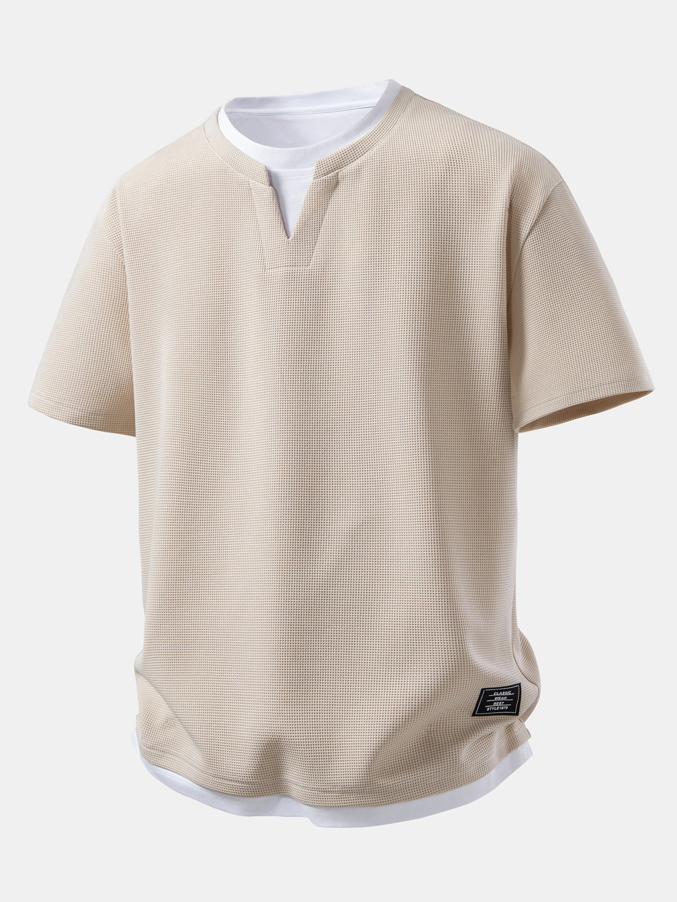 2 In 1 Waffle Notched Collar T-Shirt & 7" Shorts Set