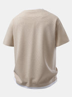 2 In 1 Waffle Notched Collar T-Shirt & 7" Shorts Set