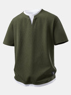 2 In 1 Waffle Notched Collar T-Shirt & 7" Shorts Set