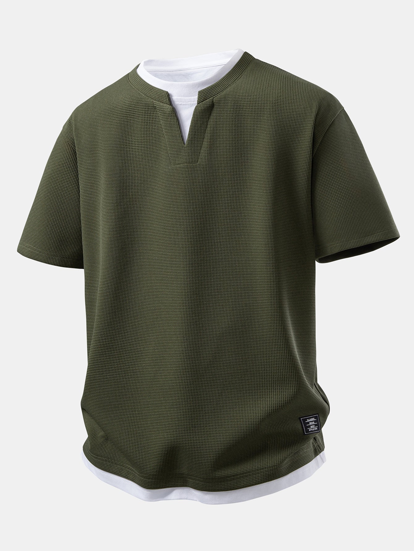2 In 1 Waffle Notched Collar T-Shirt & 7" Shorts Set
