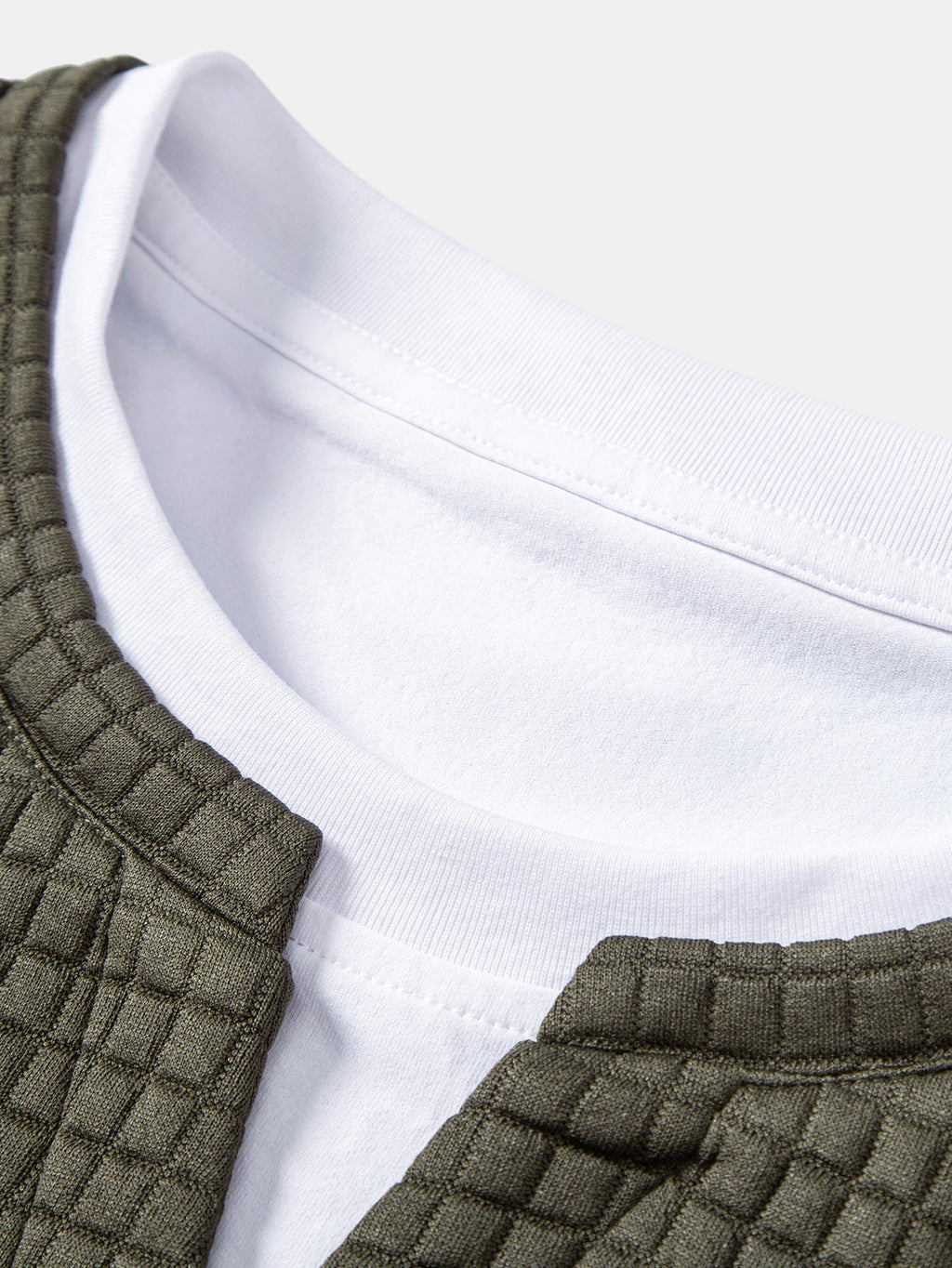 Relax Fit 2 In 1 Waffle Notched Collar T-Shirt