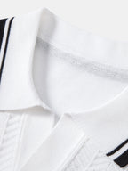 Contrast Textured Jacquard V Neck Knit Polo & Slim Fit Tapered Trousers