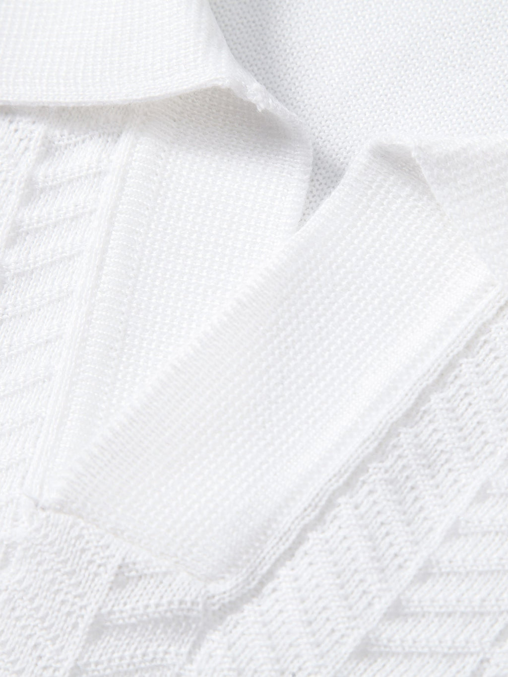 Contrast Textured Jacquard V Neck Knit Polo