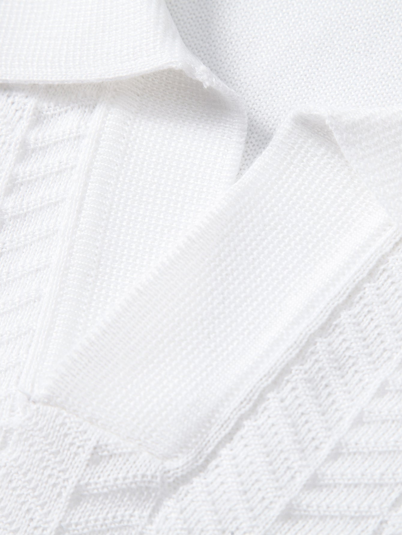 Contrast Textured Jacquard V Neck Knit Polo