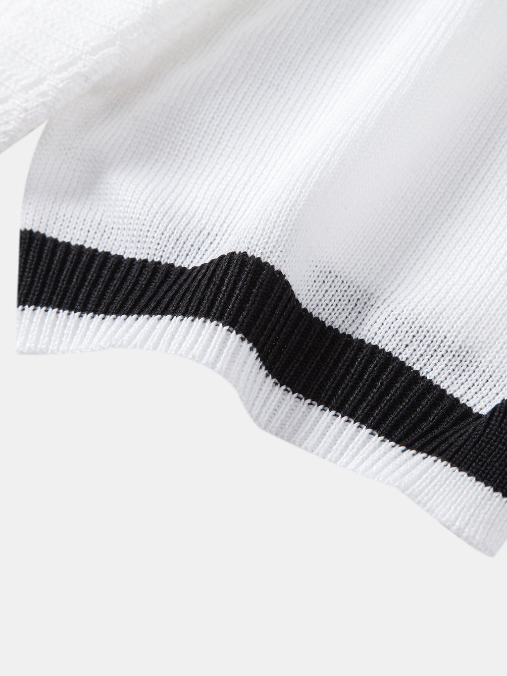 Contrast Textured Jacquard V Neck Knit Polo