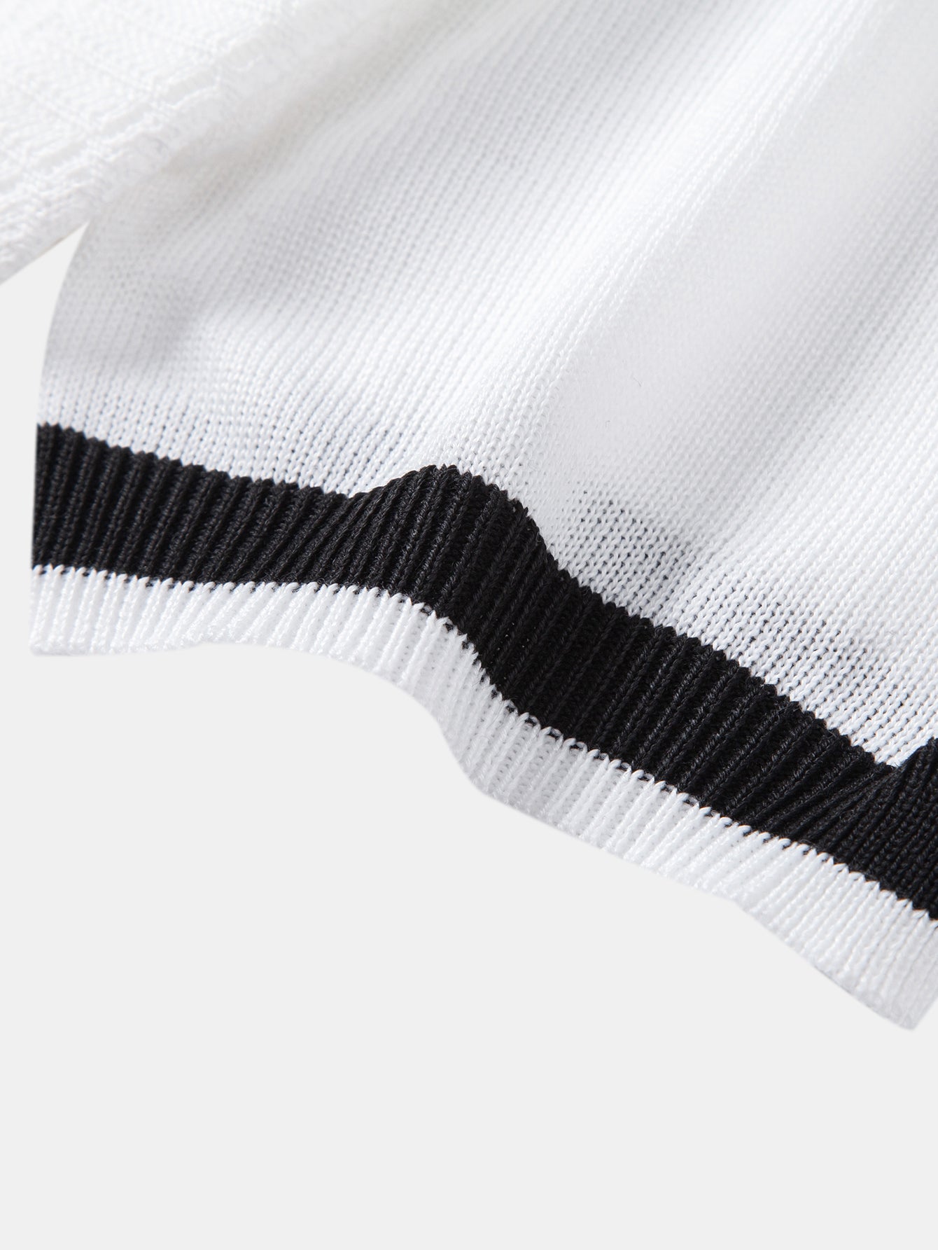Contrast Textured Jacquard V Neck Knit Polo