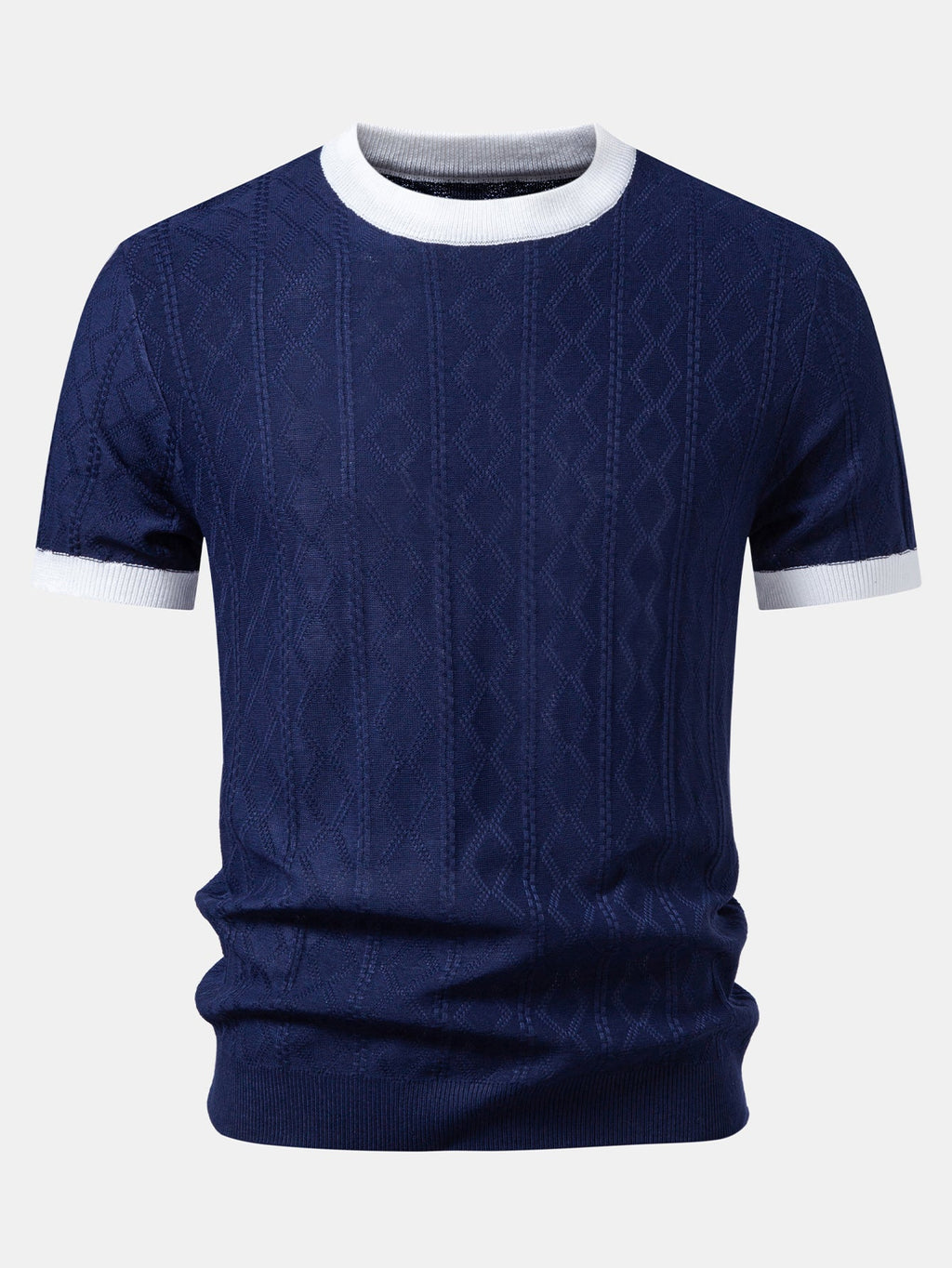 Contrast Geometric Jacquard Knit T-Shirt