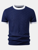 Contrast Geometric Jacquard Knit T-Shirt