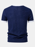 Contrast Geometric Jacquard Knit T-Shirt
