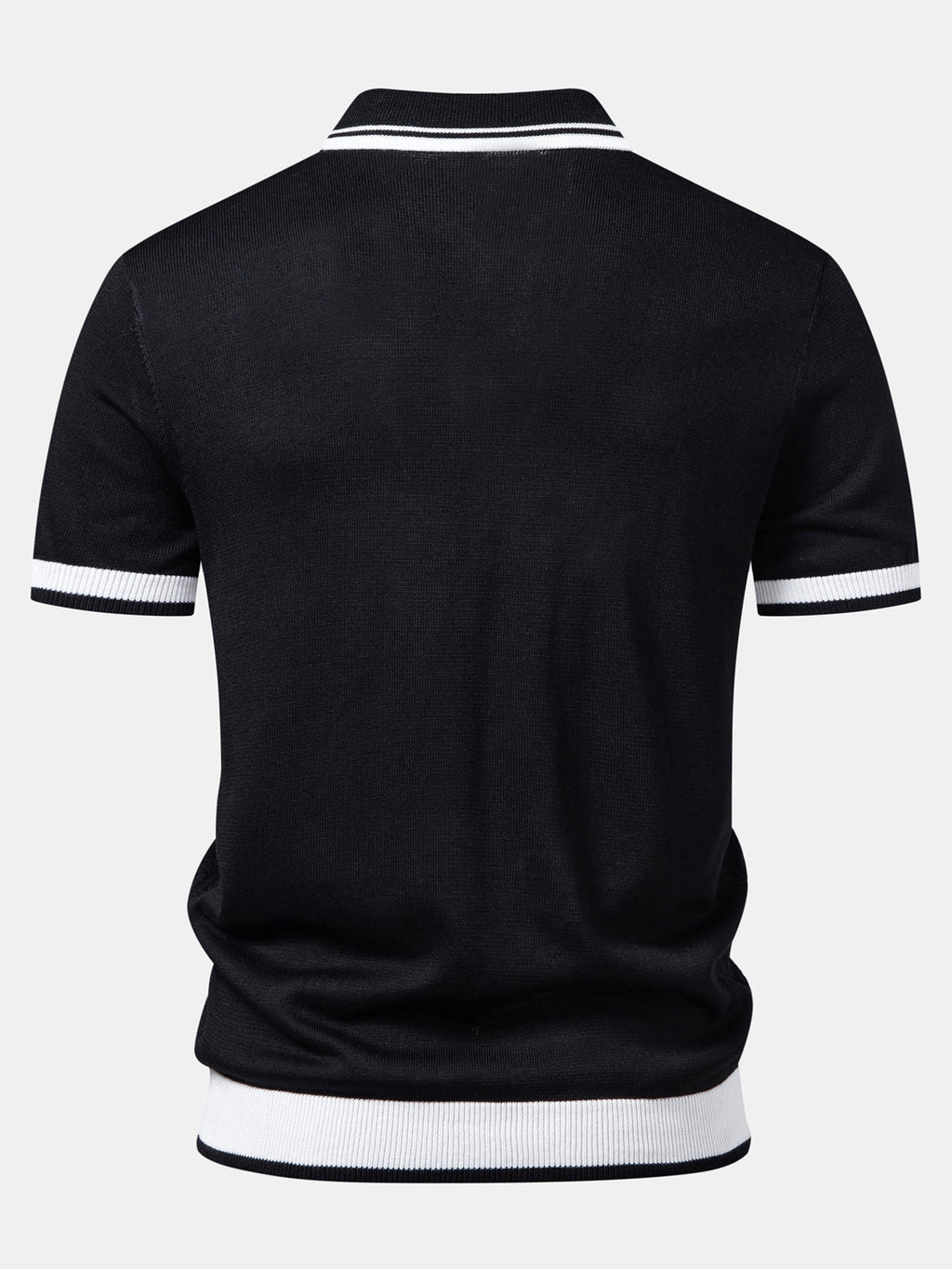 Contrast Textured Jacquard V Neck Knit Polo