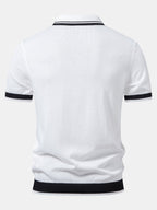 Contrast Textured Jacquard V Neck Knit Polo & Slim Fit Tapered Trousers