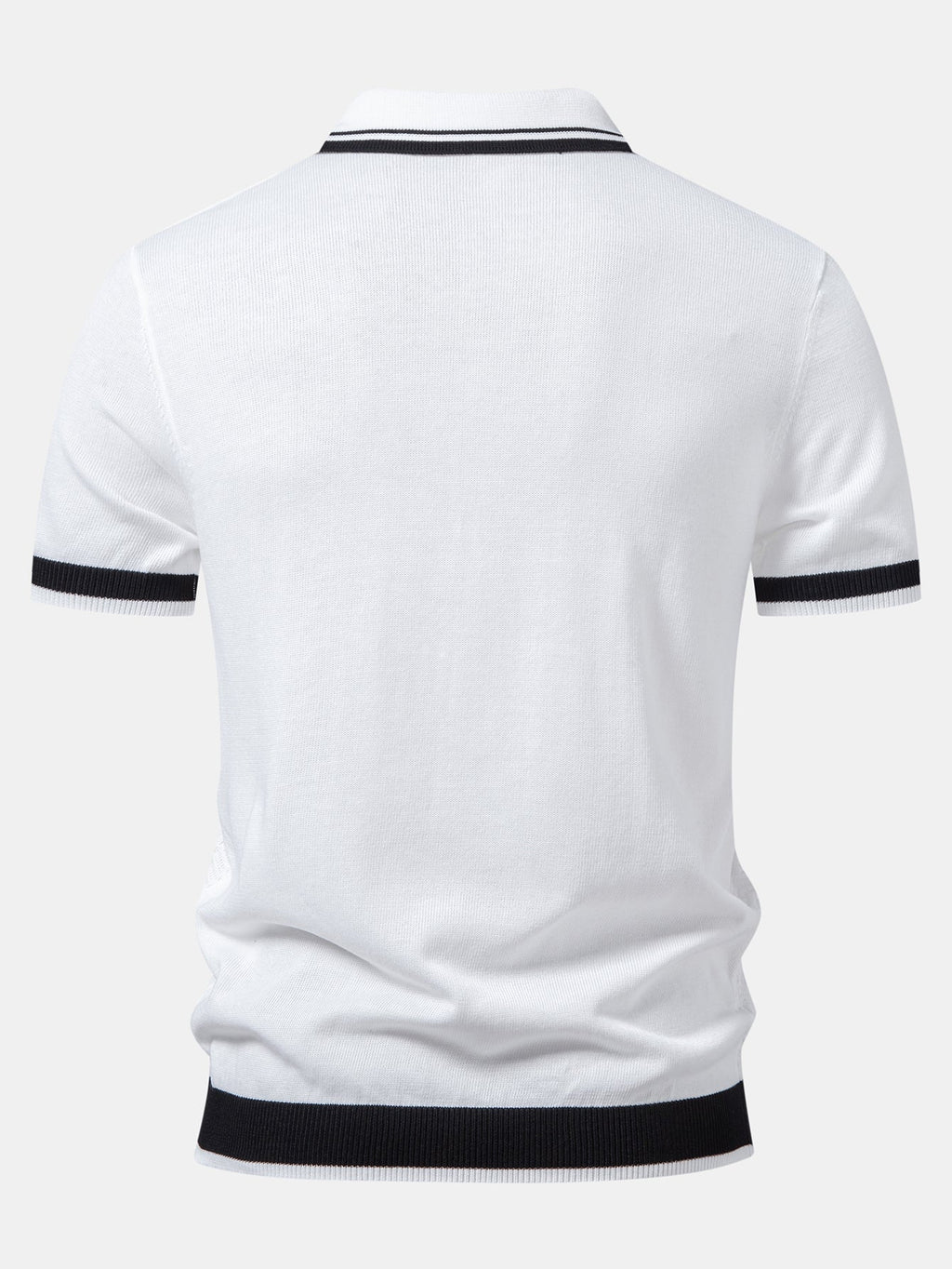 Contrast Textured Jacquard V Neck Knit Polo
